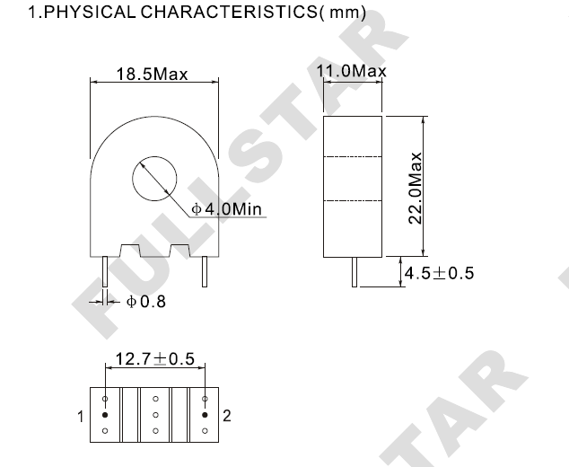 PCB মাউন্ট উচ্চ- যথার্থ বর্তমান ট্রান্সফরমার 1: 3000 10A / 3.33mA